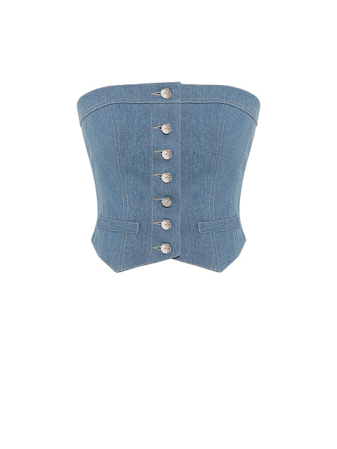 Blue denim corset, 1 Blue denim corset, 1