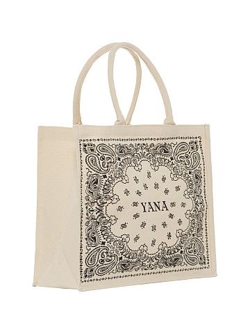 Black Paisley Printed Canvas Shopper Bag, 2