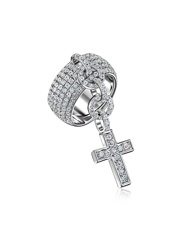 White Gold & Diamonds "Cross" Ring, 2