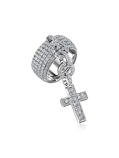 White Gold & Diamonds "Cross" Ring, 2