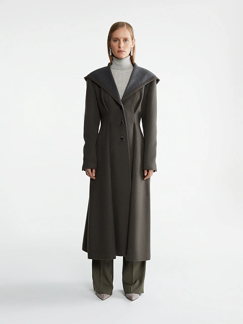 Gray Single Breasted Coat With Hood, 1 Gray Single Breasted Coat With Hood, 1