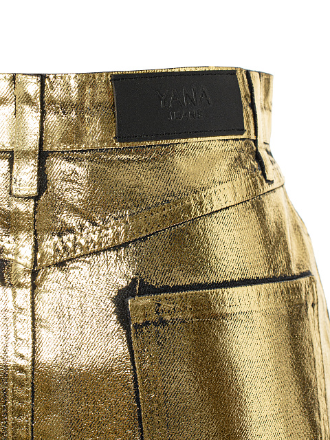 Golden Plated Denim Mini Skirt, 5
