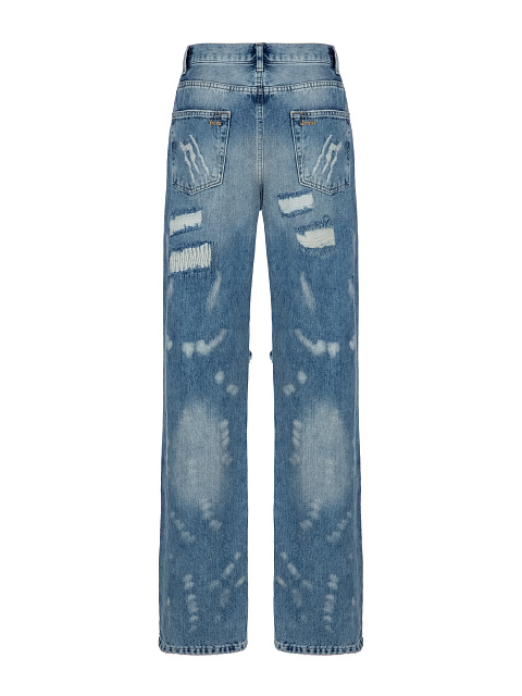 Blue Distressed Cotton Jeans, 2