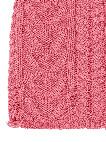 Bright Pink Distressed Cotton Beanie, 2