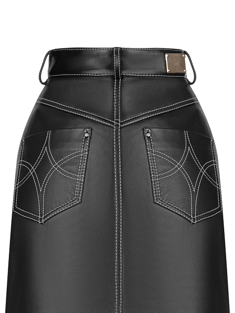 Black Leather Midi Dress, 3
