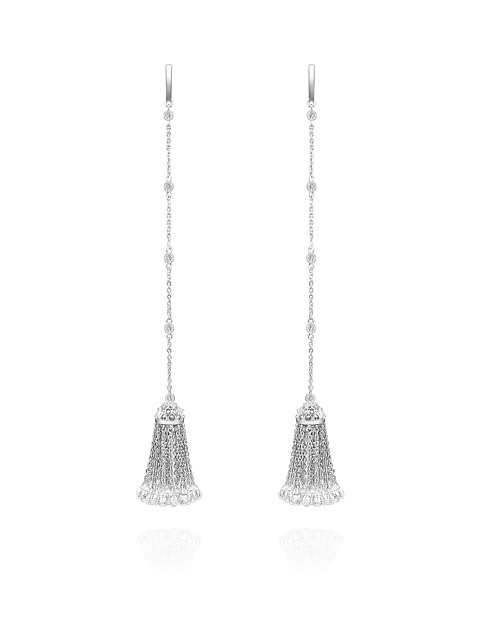 White Gold, Topaz & Rock Crystal Tassel Earrings, 1