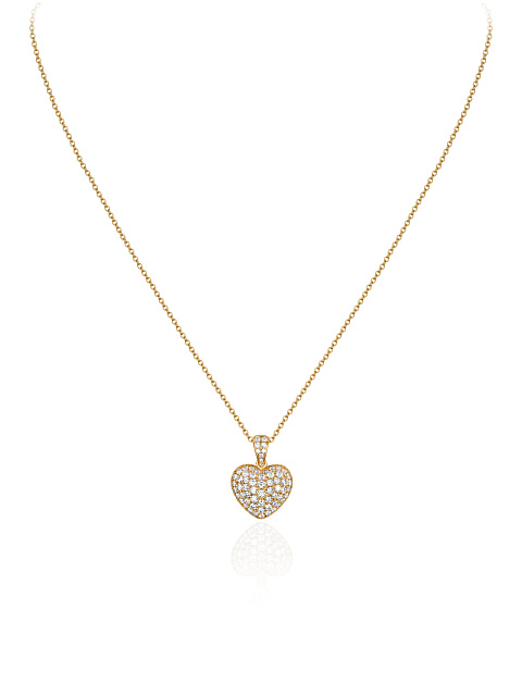 Round Diamond & Gold "Heart" Necklace, 1