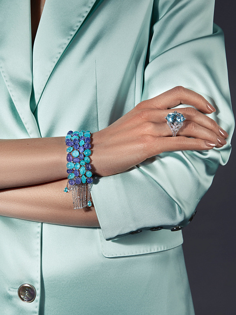 White Gold, Paraiba Tourmaline, Diamonds & Tanzanite Bracelet, 3