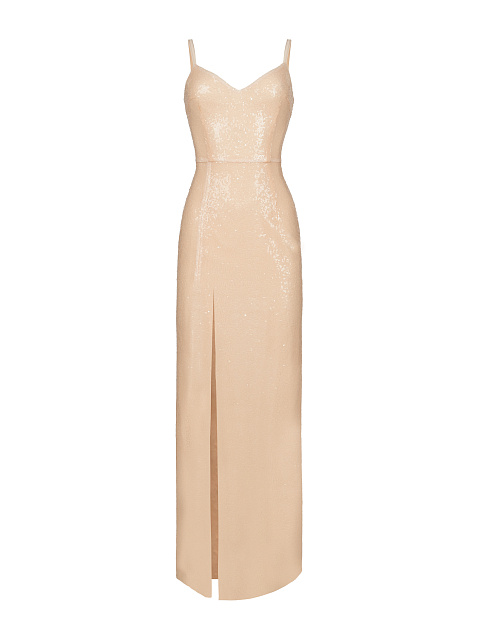 Beige Sequined Maxi Dress, 1 Beige Sequined Maxi Dress, 1