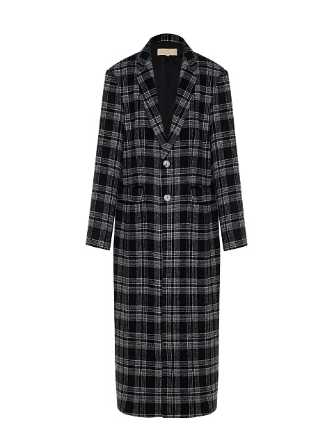 Black single-breasted coat in a white check, 1 Black single-breasted coat in a white check, 1