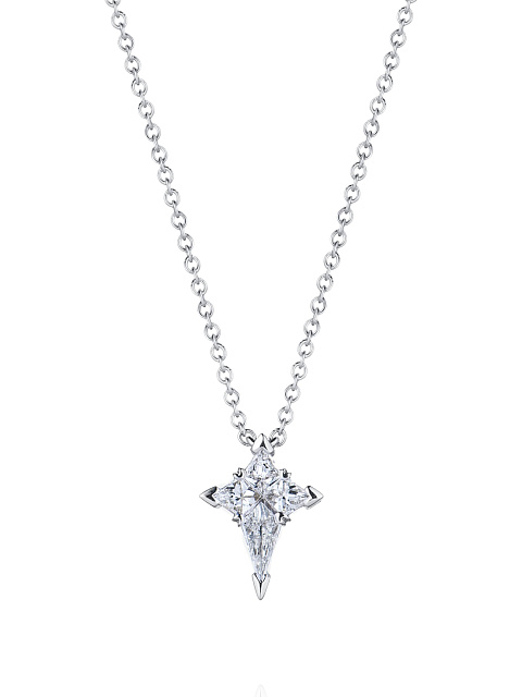 Necklace in white gold and diamonds with a cross-shaped pendant, 1
