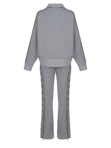 Grey Lily Embroidered Jersey Suit, 2
