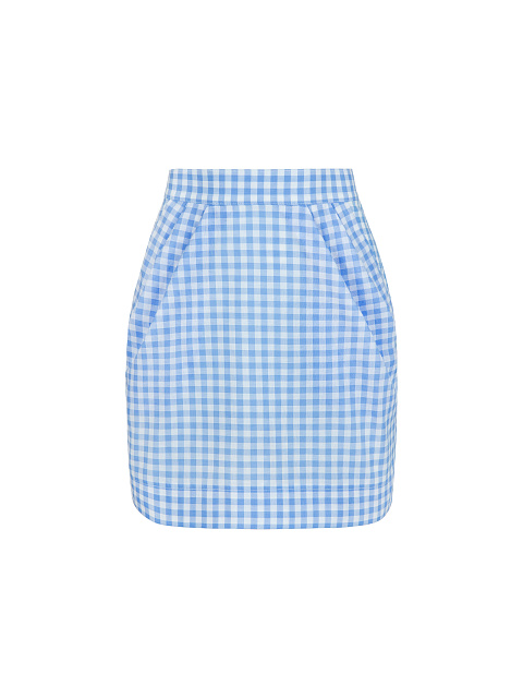 Blue Checked Cotton Top & Mini Skirt, 4 Blue Checked Cotton Top & Mini Skirt, 4