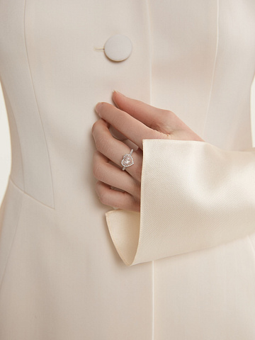 Pink Diamond, Heart Diamond & White Gold Ring, 2