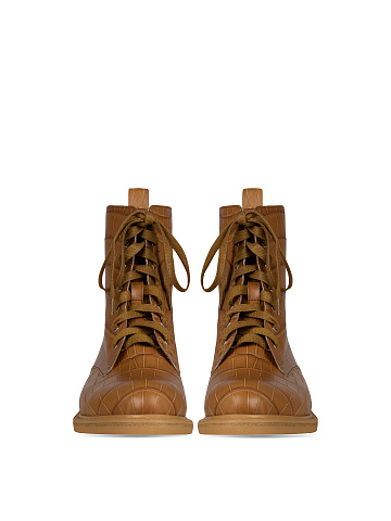 Brown Crocodile Leather Boots, 2