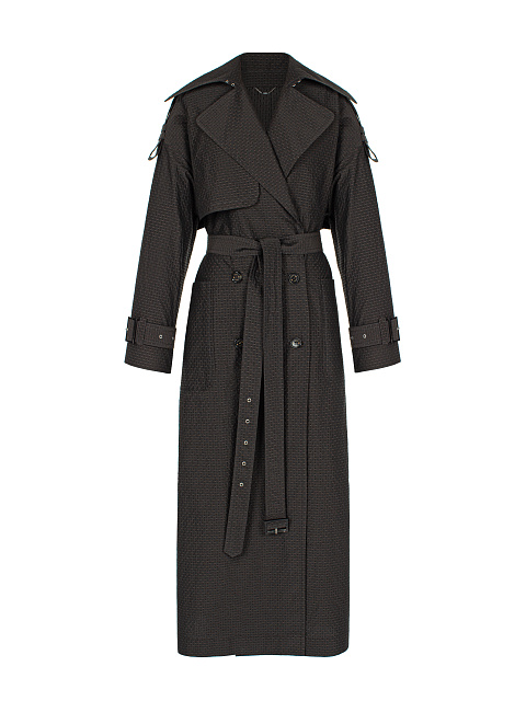 Brown Patterned Trench Coat, 1 Brown Patterned Trench Coat, 1