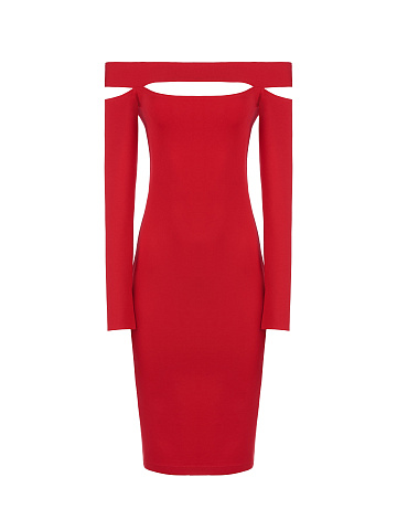 Red Jersey Midi Dress, 1