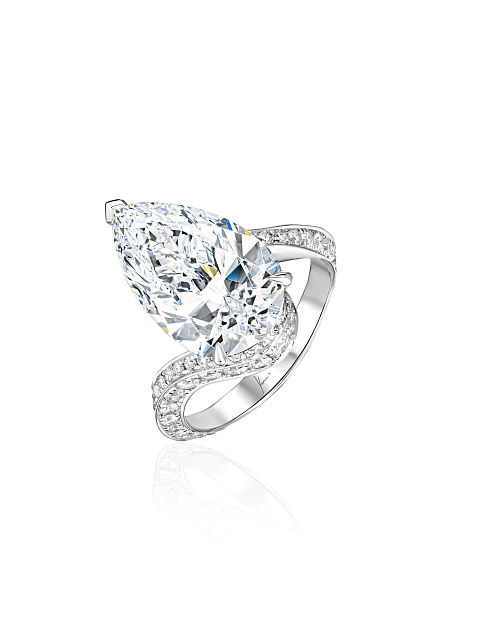 Ring with an LG pear-cut diamond, 1