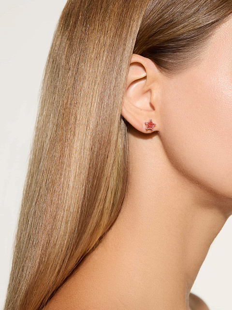 White gold stud earrings with pink LG diamond, 3