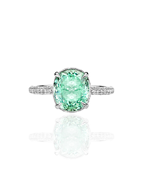 White gold ring with mint tourmaline, 3