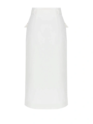 White Midi Skirt With Pockets, 2