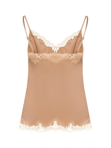 Beige Lace Trim Top, 2
