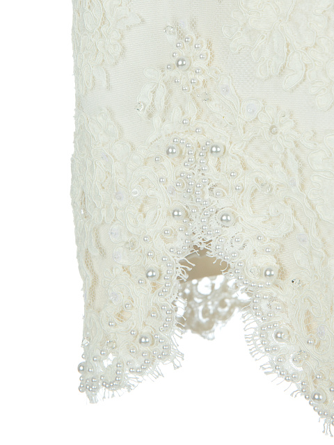 White Lace Organza Sleeve Mini Dress, 3