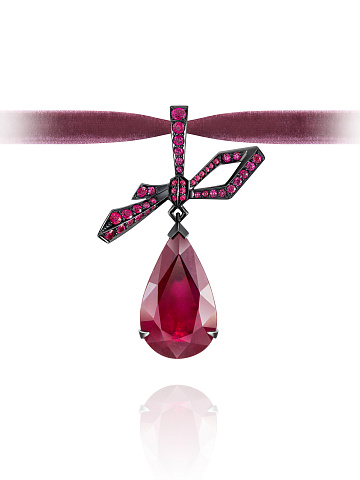 Pear Ruby & Ruby & Black Gold Pendant, 1