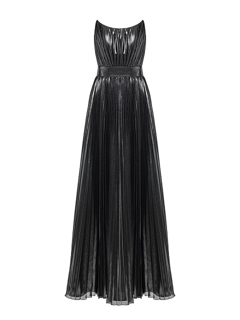 Silver maxi dress made of pleated fabric, 1 Silver maxi dress made of pleated fabric, 1