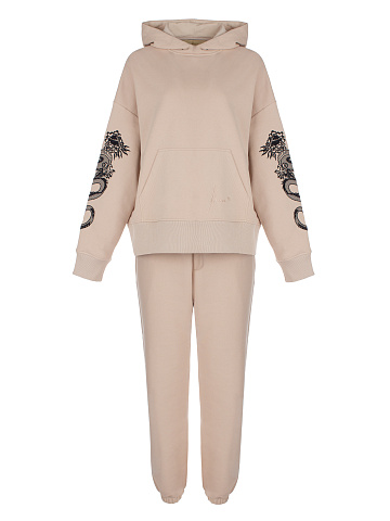 Beige Dragons Embroidered Jersey Suit, 1