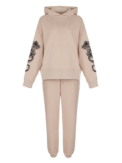 Beige Dragons Embroidered Jersey Suit, 1