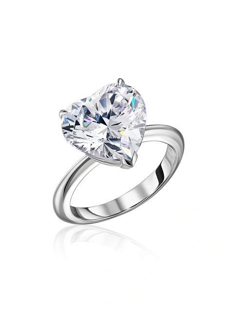 White gold ring with a heart-cut cubic zirconia, 1