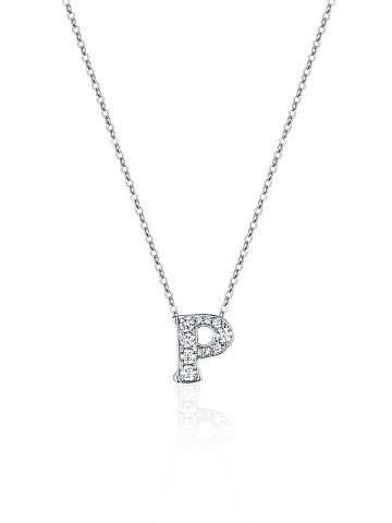 White gold necklace with a pendant in the shape of the letter P, 1