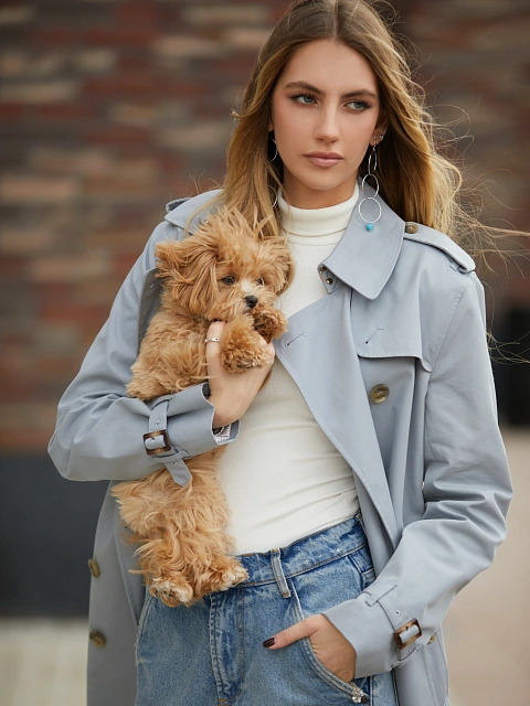 Light Blue Cotton Trench Coat, 7 Light Blue Cotton Trench Coat, 7