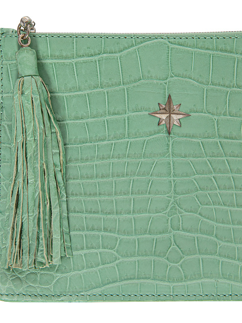 Mint Crocodile Leather Silver Crescent & Stars Bag, 8