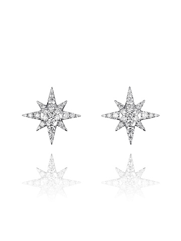 Stud earrings in white gold and diamonds, 1