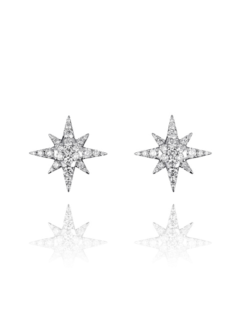 Stud earrings in white gold and diamonds, 1