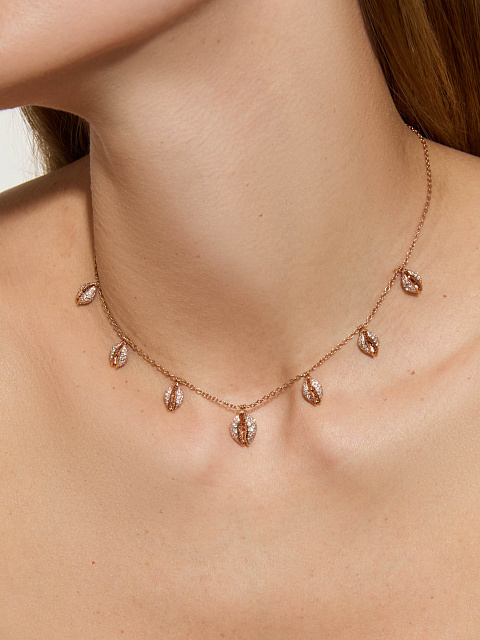 Rose gold necklace with shell-shaped pendants, 2