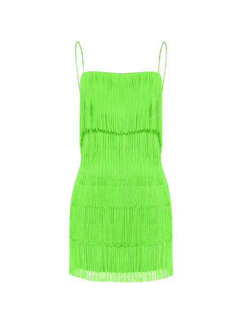 Fringed Neon Green Mini Dress, 1 Fringed Neon Green Mini Dress, 1