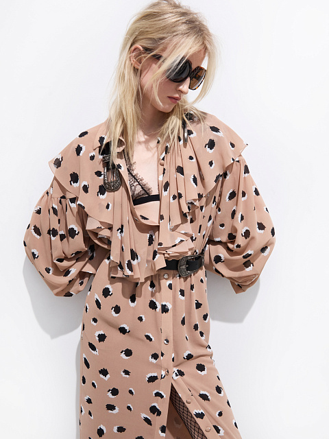 Chiffon dress with leopard print, 3