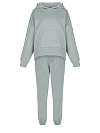 Серый трикотажный костюм с голубой вышивкой