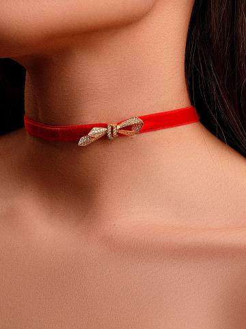 Gold & Round-cut Diamonds Bow Pendant, 2