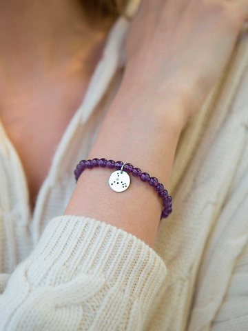 Silver & Amethyst Beaded Bracelet, 2