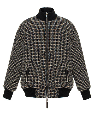 Black Check Wool Bomber Jacket, 1