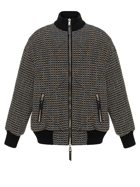 Black Check Wool Bomber Jacket, 1 Black Check Wool Bomber Jacket, 1