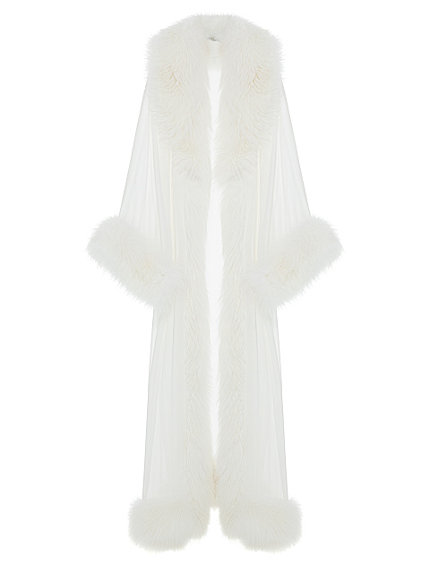 White chiffon cape with fur, 1