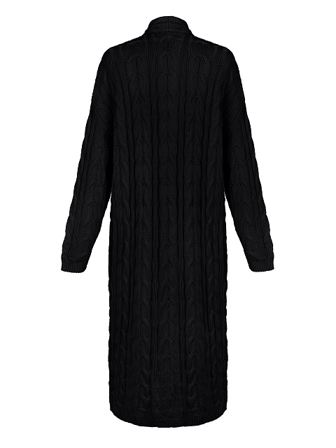 Black Tencel & Silk Cable Knit Long Cardigan, 2