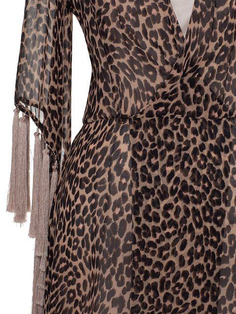 Leopard print chiffon dress with pink fringe, 4 Leopard print chiffon dress with pink fringe, 4