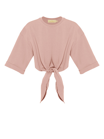Pink cropped knotted T‑shirt, 1