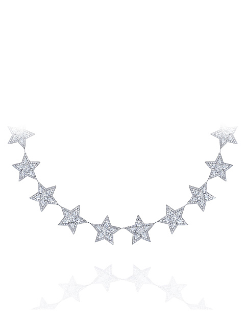 White Gold, Diamonds & Ruby Star Necklace, 1
